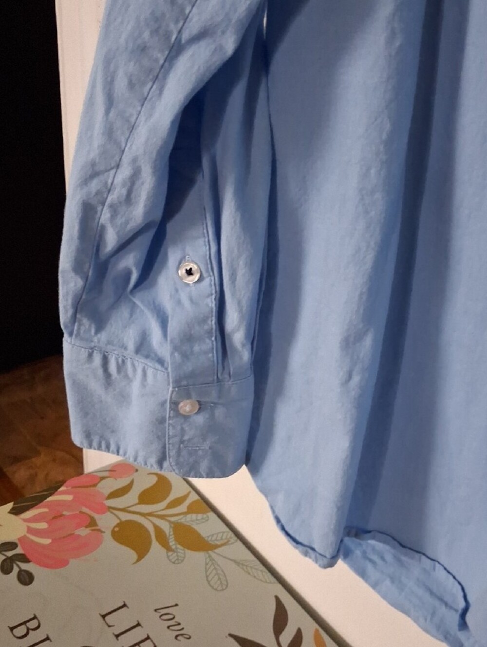 crown & ivy Sky Blue Ruffle-Neck Button Top - Picture 6 of 9